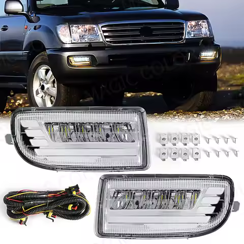 LED Fog Lights For Toyota Land Cruiser 100 LC100 UZJ100 FZJ10 1998-2008 Car DRL Turn Signal Daytime 