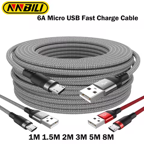 NNBILI 6A Micro USB cable Fast Charge 1m 1.5m 2m 3m 5m 8m Extension Cables for Xiaomi Redmi Samsung 