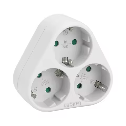 EU Socket ,Category F,Power strip,3 multi-outlet Type C,Three-Pronged Socket,Save Space,Max 3680W,fo