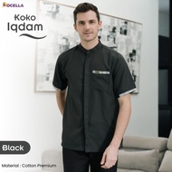 Baju Koko Pria Lengan Pendek Hitam Jumbo Rocella Koko Iqdam Premium