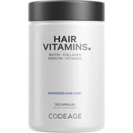 Codeage Hair Vitamins 10000 mcg Biotin, Keratin, Collagen, Vitamin A, B12, C, D3, E, Zinc, Turmeric,