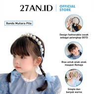 BOOM - PEARL RIBBON HEADSET H469 HEADSET WITH LONG TULLE CAN BE TIED KOREAN STYLE HEADSET FOR CHILDR