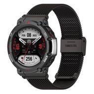 全城熱賣 - 適用於華米 Amazfit T-Rex 2 卡扣不銹鋼網狀錶帶（黑色）
