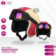 Hijmuku Helm Bogo Anak Polos Retro Kacamata Pororo 2 3 4 5 6 Tahun Cewek Cowok Lucu Packing Kardus