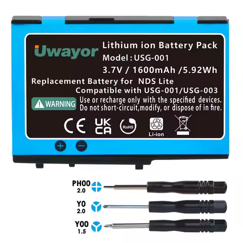 DS Lite Battery, 1600mAh USG-003/USG-001 Replacement Battery for Nintendo DS Lite, NDS Lite, NDSL Ga