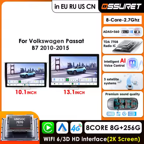 Carplay 4G-LTE 10.1'' 2K 3D Screen Android Car Radio For VW Volkswagen Passat B7 CC 2010-2015 Naviga