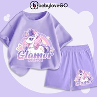 Unicorn baby girl outfit, summer clothing set made of soft, light and airy cotton for children 1-10 