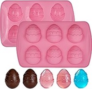 Easter Egg Silicone Molds, 2 Pack Egg Shaped Silicone Molds for Baking, Easter Chocolate Candy Molds