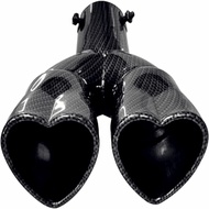 Carbon Fiber Heart Shaped 2.5 Exhaust Tip Bending Muffler Kit 2.25 Inlet System Car Mods Black (Dual