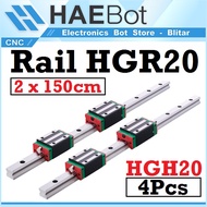 MESIN [HAEBOT] Set Rail HGR20 HGR 20 2x150cm Rail Linear Guide Shaft 20mm CNC Laser as Stainless 2 x