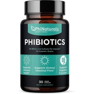 PhiNaturals Probiotics 10 Strains 30 Billion CFUs [30 Vegan Capsules] for Women and Men Digestive Gu