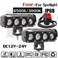 2PCS 4 Lamp Beads Super Bright Led Sports Light Motorcycle Light Fog Light Headlight 12v/24v for  Mo