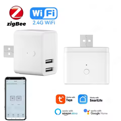 Tuya Smart Zigbee WiFi 2 Gang Micro Adaptor Mini USB Power Adaptor Charge Plug Timing Voice Smart Li