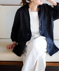 JS/Zephyr Linen Regular Shirt/上衣/黑色(001)/FREE