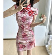 dandelia CNY / DRESS CHEONGSAM MULAN 0990 / dress import / party dress / dress velvet / midi wanita