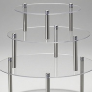 Acrylic Cake Stand Cylindrical Metal Posts 3 Tier Acrylic Display Riser Three-Tier Cake Stand Open F