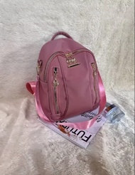 Tas Ransel Wanita Sporty Korea Style Poliester Tahan Air Warna Solid
