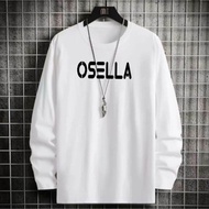 kaos distro OSELLA premium black T-shirt pria lengan panjang / kaos cwk / kaos wanita lengan panjang