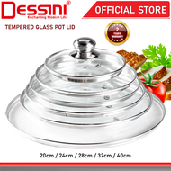 DESSINI ITALY 20cm 24cm 28cm 32cm 40cm Tempered Glass Lid Cover Casserole Pot Pan Frypan Saucepan Pe