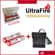 3.7V 18650 4800mAh UltraFire Flat Top Rechargeable Li-ion Vape Lithium Battery With 4 Slot Charger