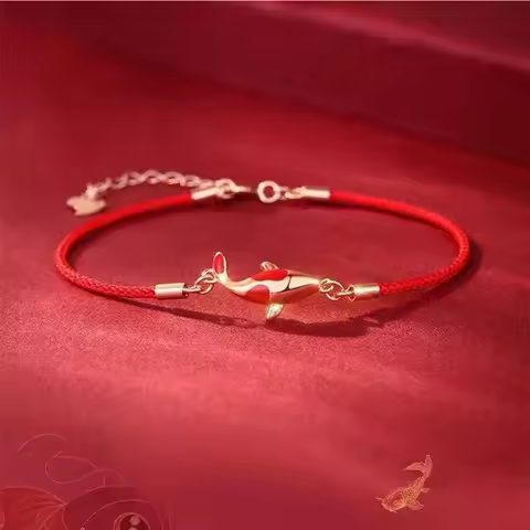 1Pc Chinese Good Luck Koi Bracelet Braided Red String Rope Couple Jewelry Valentine's Day Gift