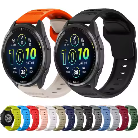 20mm 22mm Silicone Strap for Garmin Forerunner 965 955 265 255 165 55 Fashion Replacement Wristband 