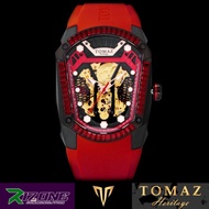 TOMAZ Watch GT Skeleton TW028-D4 [Black/Red/Gold] Red Swarovski Red Rubber Strap / New / Authentic /