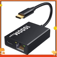 USB-C Ethernet Adapter 2-In-1 1000Mbps RJ45 Network Converter for  with  TV Plug and Play A