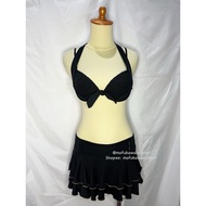 [READY Daily Kawaii Y2K Coquette Mori Goth Vintage Outfit] Halter Neck Swimwear Bikini Set