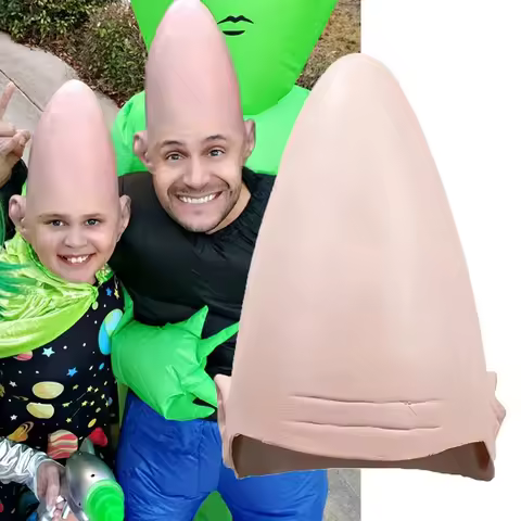 Tête d'oeuf en forme de peau conique Alien Masque Cap Cosplay Faux Coneheads Latex Casque Halloween 