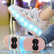 Teens Wheeled Shoes, Roller Skate Shoes, Four-Wheel Skate Shoes, Small Four-Wheel Shoes, LED Recharg