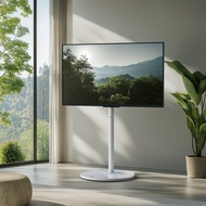 ขาตั้งทีวีสีขาวทันสมัยสำหรับขาตั้งโทรทัศน์ปรับความสูงได้หมุนได้40-75นิ้ว