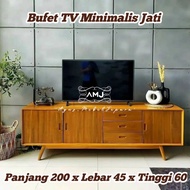 Bufet TV Minimalis Jati Ukur 2m