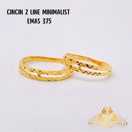 MydoraGold Cincin KLCC 2 Line l Emas 375 Gold l Jewellery Fashion Ring Women Ring