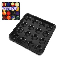 MAYSHOW Pool Ball Tray, Plastic 16 Holes Billiard Ball Tray, Billiard Accessories Black Billiard Bal