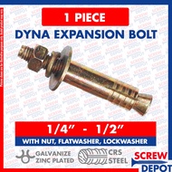 1PC 1/4 , 5/16 , 3/8 , 1/2 Dyna Bolt | Expansion Bolt Tetanize Screw Depot