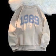 Super quality po floret oversized women's hoodie with number print 1989 Korean style sweater