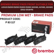 BREMBO GENUINE DISC BRAKE PAD (FRONT) FOR LEXUS ES200 ES250 ES300 ES350 [ASV60, AVV60, GSV60] (2012-