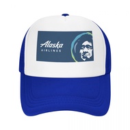 Alaska Airlines Logo (2) Adult Grid Net Hat Trucker Men's Women's Flat Brim Baseball Cap High-Stiff 