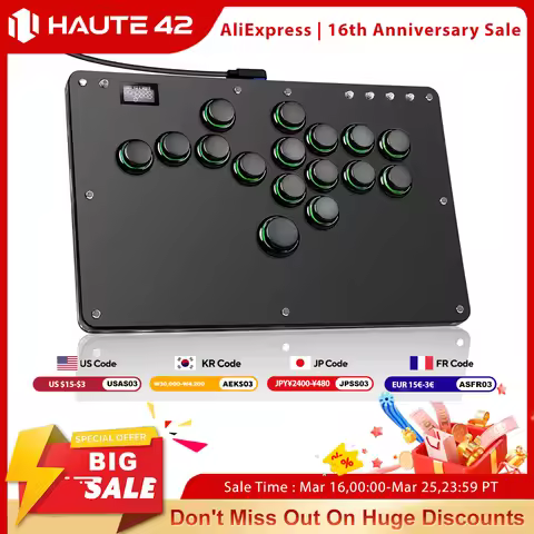 Haute42 R16 Button Rim Leverless Hitbox Controller Stickless Arcade Stick Controller For PC/ PS4/PS5