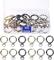 Tanstic 24Pcs 3 Colors Zinc Alloy Round Carabiner Clips with Swivel Ring, Trigger Spring O Rings, Ro