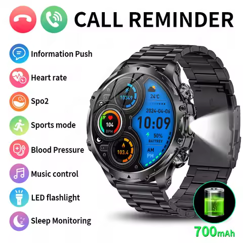 LIGE Men Outdoors Sports Smart Watch AK75 Flashlight 700mah Large Battery Bluetooth Calling LED Ligh