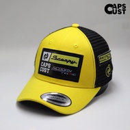 CAPS - CAPSCUST SC00PY YELLOW & BLACK RACING BASEBALL CAP