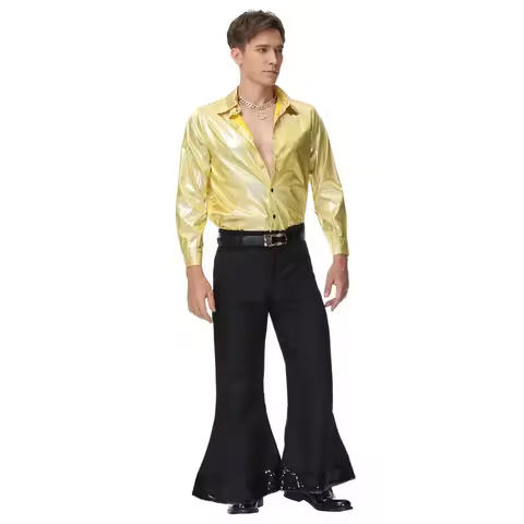 Men 60s 70s Retro Hippies Disco Costumes Cosplay Adults Night Club Hippies Dance Stagewear Outfits H