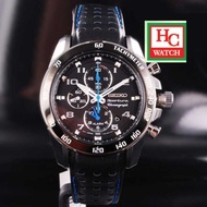 SEIKO Sportura SNAE79P1 Quartz WR50m Alarm Chronograph Men's Black Leather