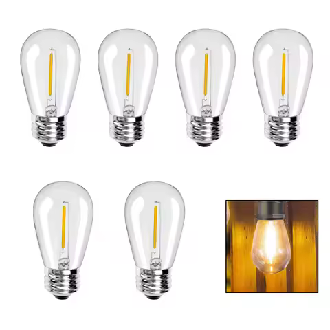 6PCS LED 1W 2W E27 3V 220V 110V Warm white Filament S14 Ready Bulb European US Standard Decoration L