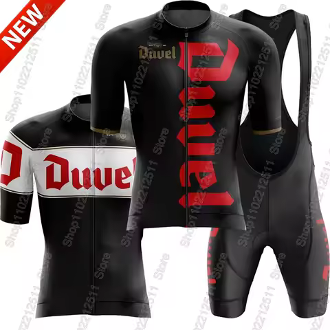 Duvel Cycling Jersey 2026 Set Retro Belgium Cycling Black Clothing Belgium Beer Road Bike Suit Bib S