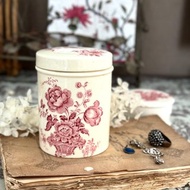 40711-典雅古董Royal Staffordshire 粉色花飾瓷器收納罐