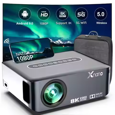8K Smart Projector Xnano Android 9 Dual Wifi6 Amlogic T972 Quad-core BT5.0 Native 1080P Home Cinema 