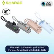 Sharge (Shargeek) Flow Mini 2 5,000mAh Lipstick Sized Portable Power Bank with Built-in Cable